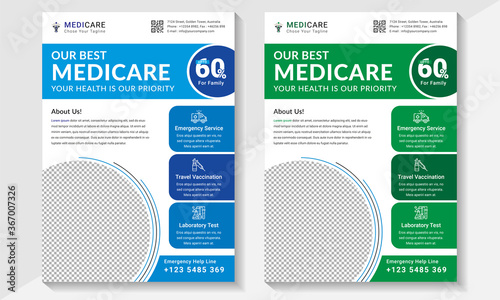 Vector Medical Flyer Design, Corporate Medical Flyer Template Design, Flyer, Medical Flyer, Flyer Layout template, brochure background. Vector design