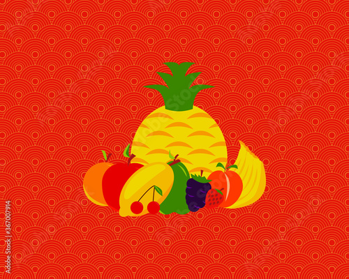 Ilustración Textura Frutas saludables