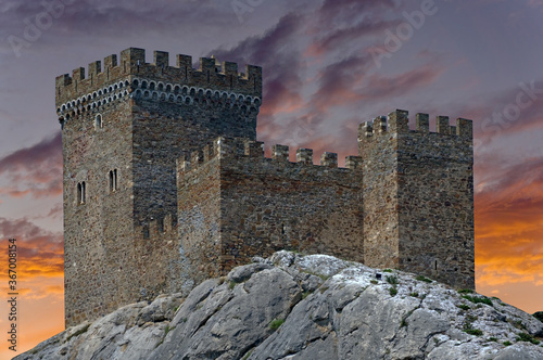 Photo ancient historic Genoese castle or fortress