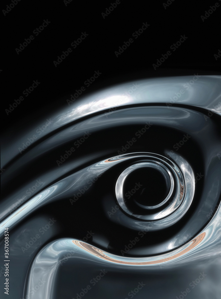 A 3d Rendering of a Cloudy Afternoon Sky Reflected in a Rippling Chrome Surface; Reminiscent of Custom Chromed Partes from a Car, Truck or Motorcycle.