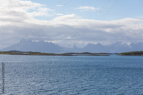 Beautiful Norwegian landscape. view of the fjords. Norway ideal fjord reflection in clear water