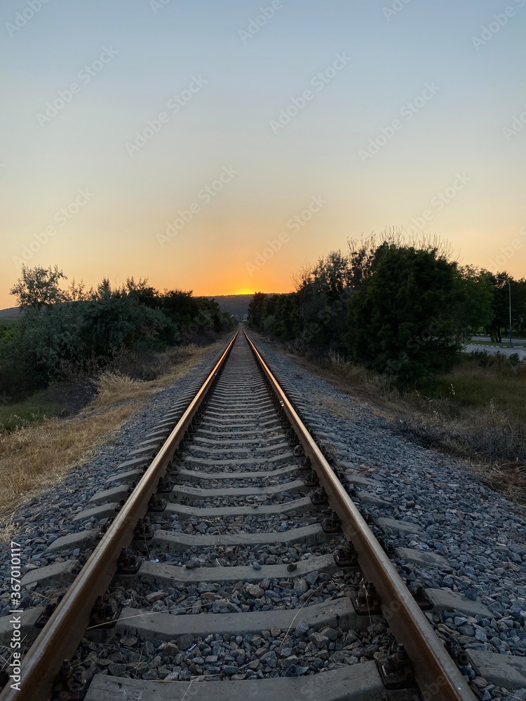 railway in the morning railway in the morning