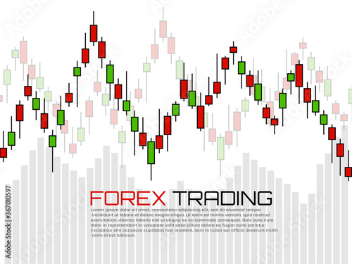 Stock market with japanese candles. Forex trading graphic design concept. Abstract finance background. Vector illustration