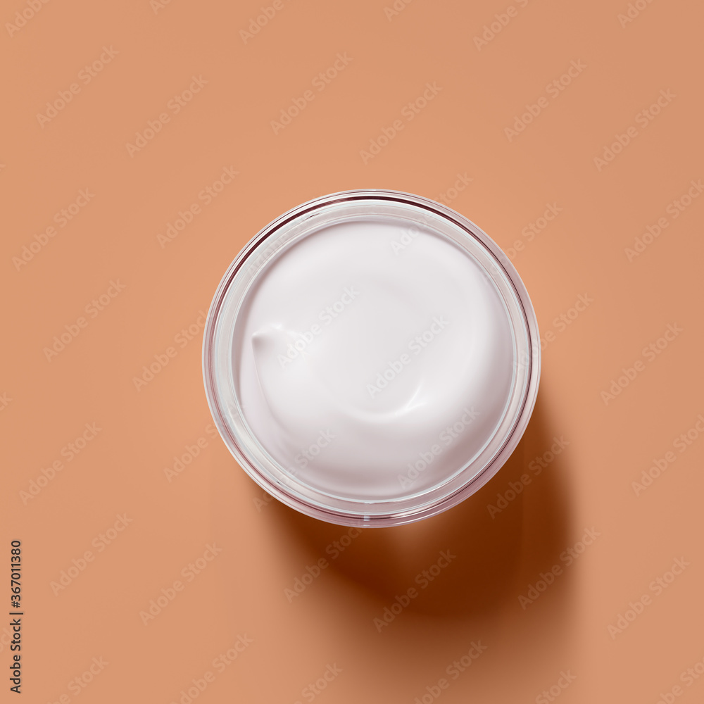Cosmetic Jar with cream lotion skin care top view, moisturizer, beauty product. 3d rendering Cosmetic Jar with cream lotion skin care top view, moisturizer, beauty product. 3d rendering