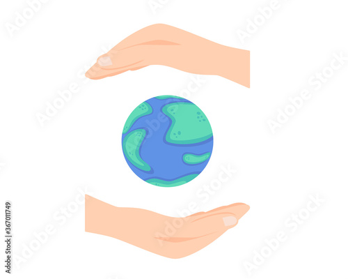 International Day for the Preservation of the Ozone Layer, globe, hands isolated