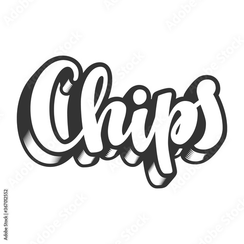 Chips vector hand drawn lettering