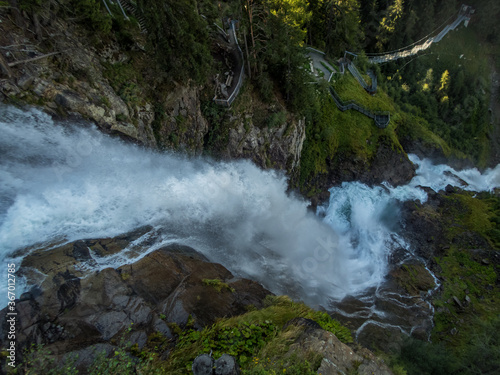 Climbing on the Stuibenfall via ferrata