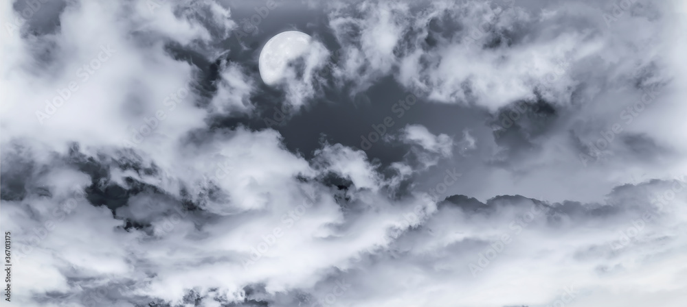 Obraz premium Sky background with black and white moon