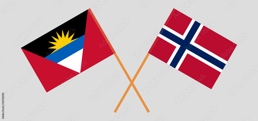 Crossed flags of Antigua and Barbuda and Norway
