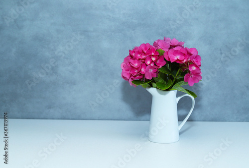 Beautiful hortensia in a vase. 