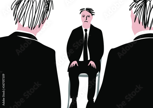 Men in black business suits at job interview