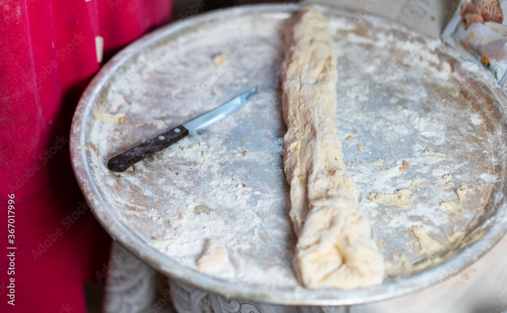 Dough on the surface of flour Dough on the surface of flour