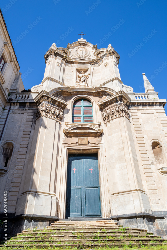 Catania - The portal of baroque church Chiesa di san Camillo ai crocifieri from 18. cent.