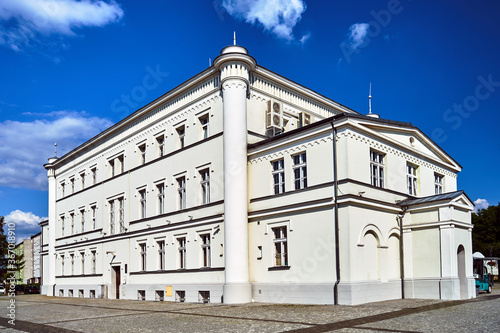 historic, neo-renaissance town hall in the city of Skwierzyna photo