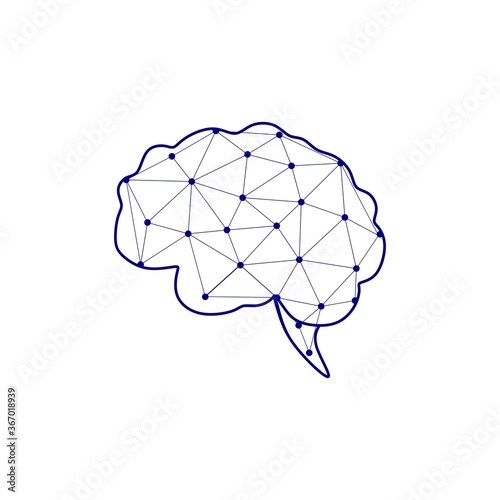Modern brain link connected point logo vector. Digital human brain, particles plexus structure, abstract artificial Intelligence futuristic technology and science stock vector illustration. 
