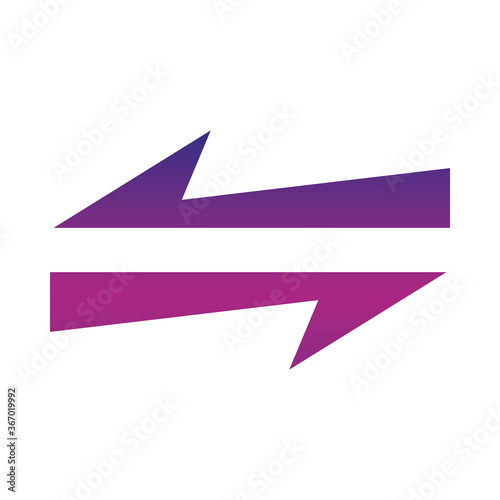 arrow direction related icon, arrows point two sides gradient style