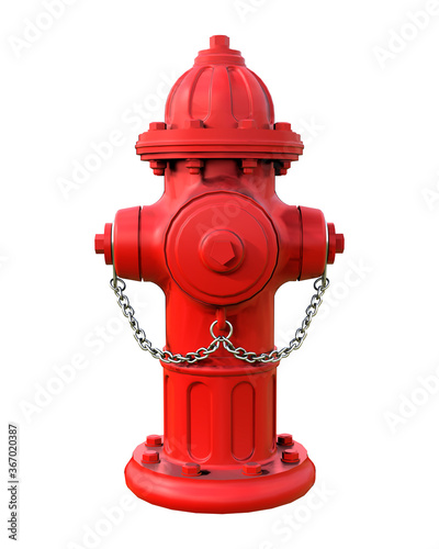 3D illustration hydrant fire red water fireman prevention photo