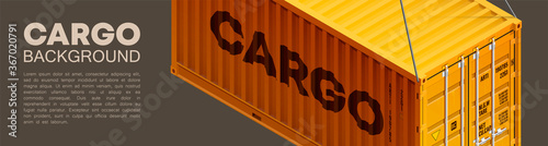 3D Isometric shipping cargo 20 foot container delivery with closed doors. Large metal 20 ft containers for transportation. Delivery of cargo shipping. illustration