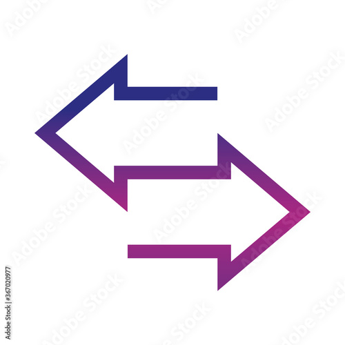 arrow direction related icon, arrows point two sides gradient style