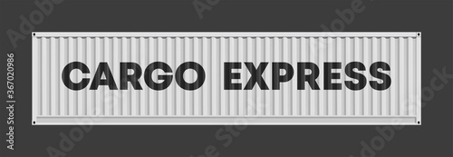 Flat side view cargo express 40 foot container delivery. Large metal 40 ft containers for transportation. Delivery of cargo shipping. illustration