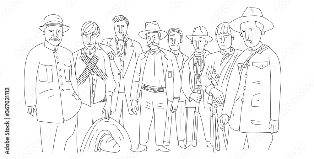 revolucion mexicana pancho villa y soldados ilustracion vector Stock