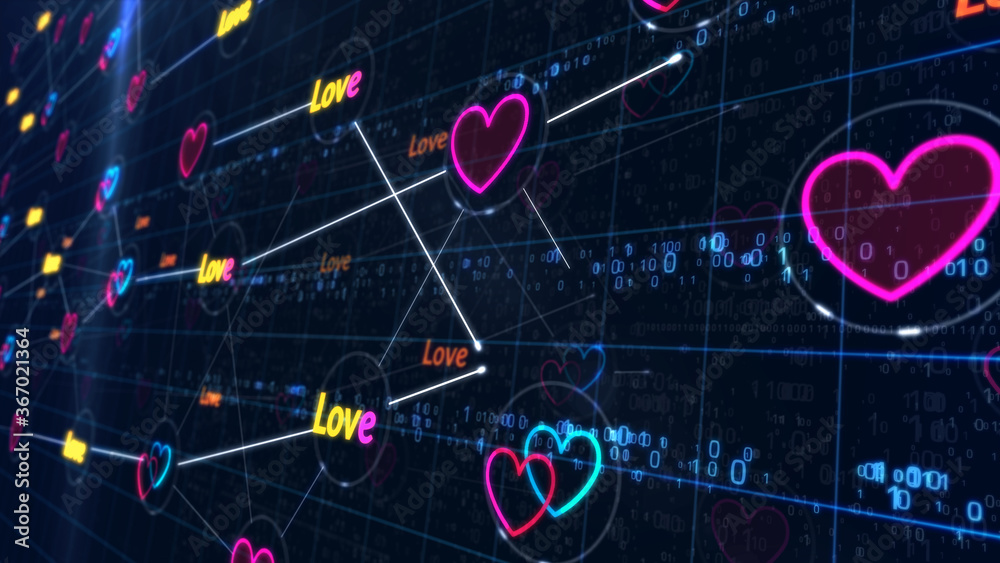 Cyber love symbols illustration