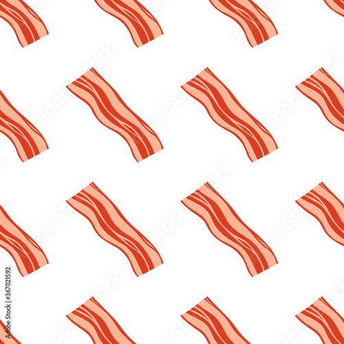 bacon seamless pattern isolated on white background