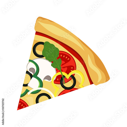 pizza slice isolated on white, vector illustration
