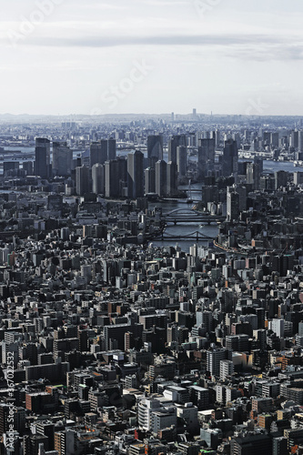 Scenery of the Tokyo Bay area as seen from the observatory of Tokyo Sky Tree