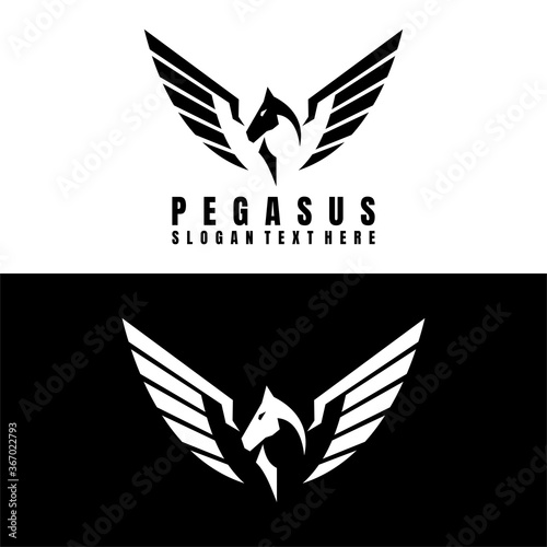 Tela pegasus logo design icon vector
