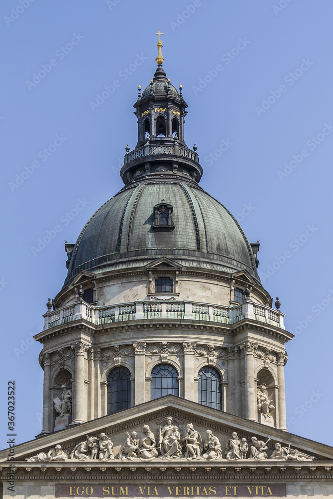 Fragment of St. Stephen's Basilica - Roman Catholic Basilica in Budapest, most important church in Hungary. Basilica named in honor of Stephen - first King of Hungary. Budapest, Hungary.