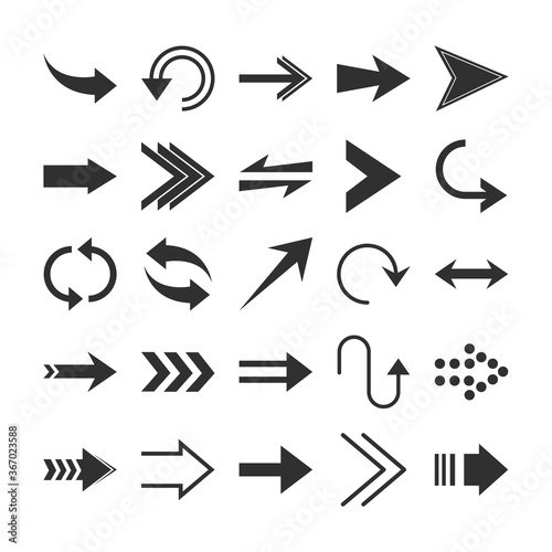 arrows direction guide cursor web navigation icons set silhouette style