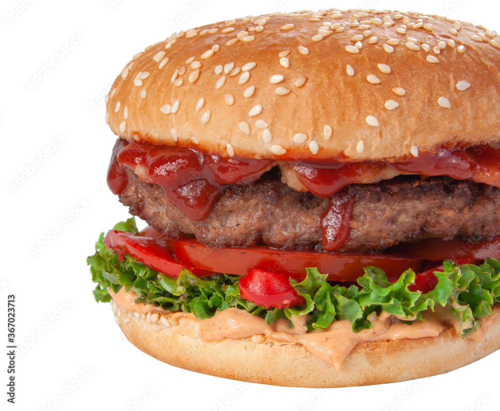 Tasty american grill burger isolated on the white Tasty american grill burger isolated on the white