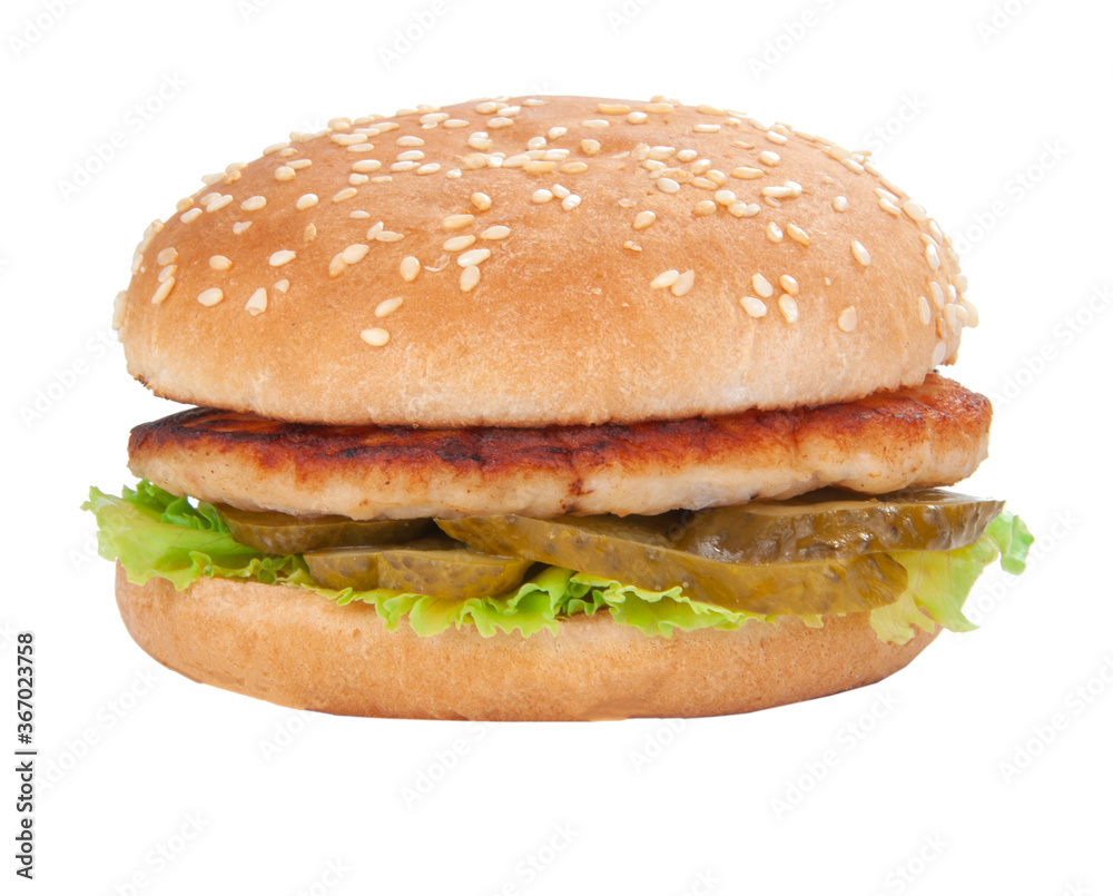 Tasty american grill burger isolated on the white Tasty american grill burger isolated on the white