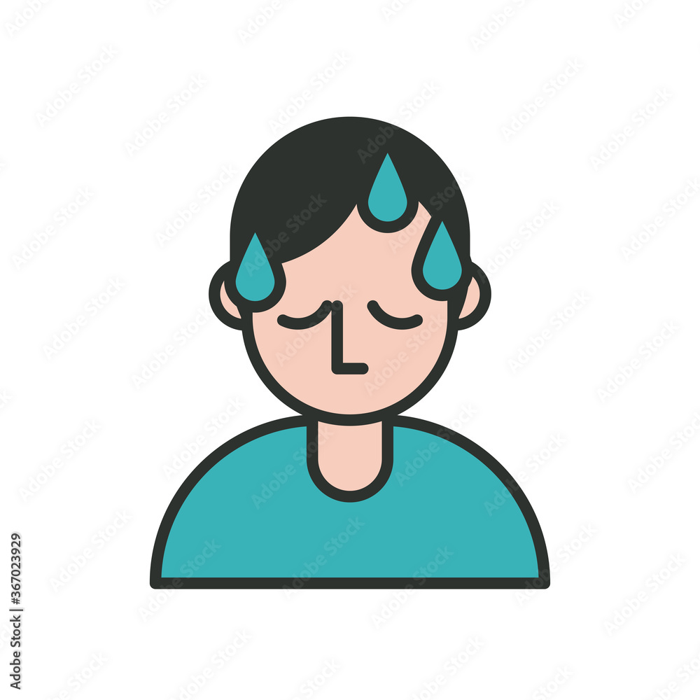 person with fever covid19 symptom line and fill style icon person with fever covid19 symptom line and fill style icon
