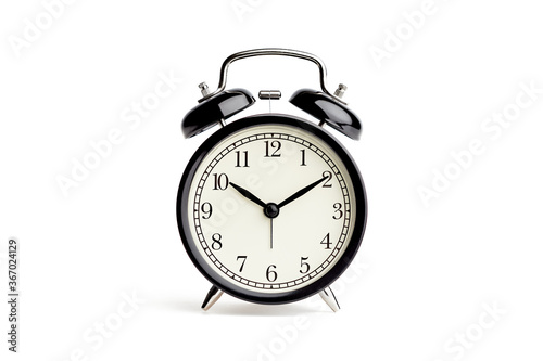 old fashioned alarm clock on white backgrounds