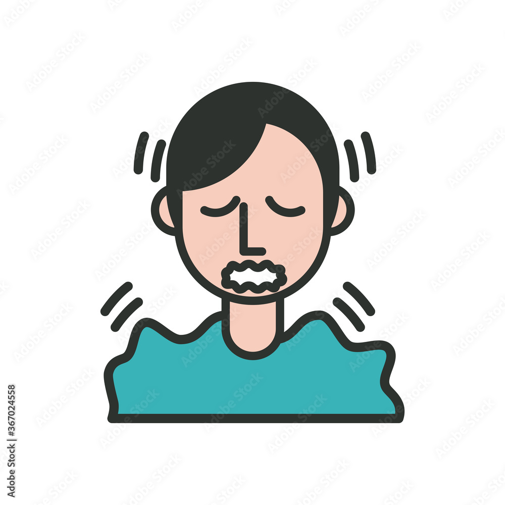 person with covid19 symptom line and fill style icon person with covid19 symptom line and fill style icon