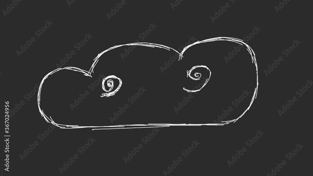 The real hand-drawn animation of the cloud for video about the weather The real hand-drawn animation of the cloud for video about the weather