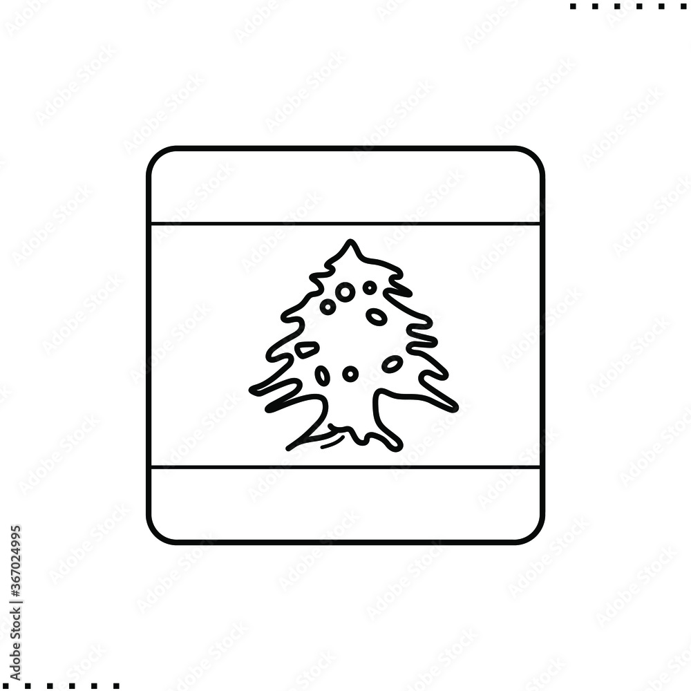 Lebanon square flag vector icon in outlines Lebanon square flag vector icon in outlines