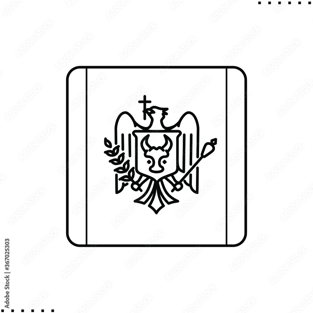 Moldova square flag vector icon in outlines Moldova square flag vector icon in outlines