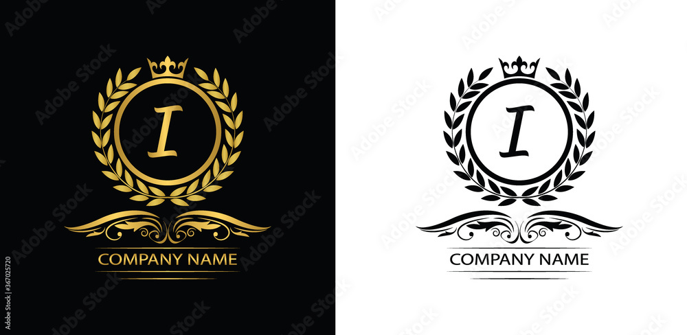 Golden Letter I laurel wreath template logo Luxury letter with crown. Monogram alphabet . Beautiful royal initials letter.
Golden Letter I laurel wreath template logo Luxury letter with crown. Monogram alphabet . Beautiful royal initials letter.