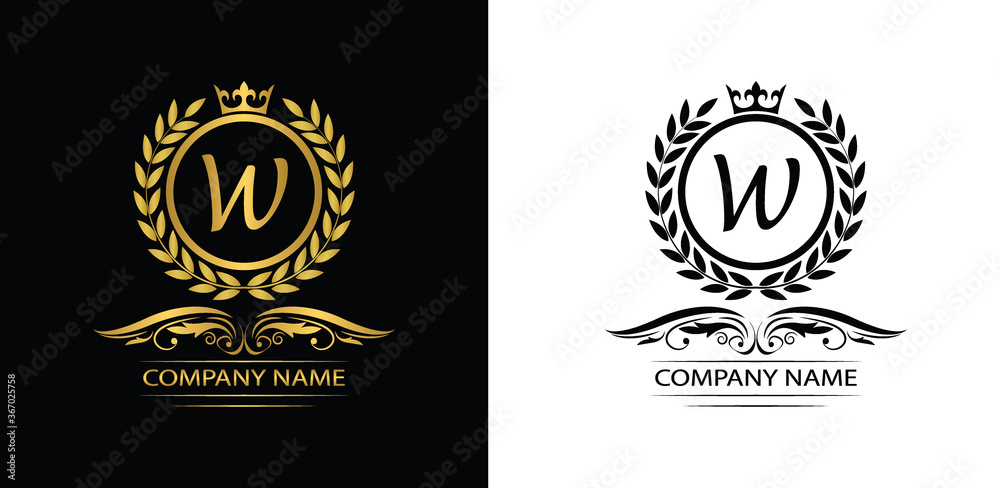 Golden Letter W laurel wreath template logo Luxury letter with crown. Monogram alphabet . Beautiful royal initials letter.
Golden Letter W laurel wreath template logo Luxury letter with crown. Monogram alphabet . Beautiful royal initials letter.