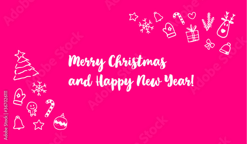 Merry Christmas and Happy New Year Symbols Vector seamless pattern 