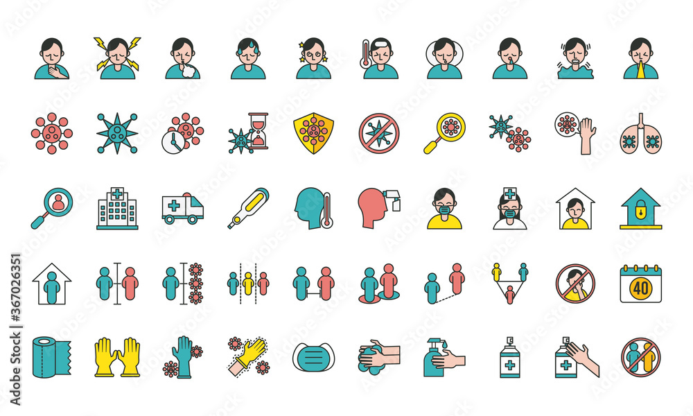 Obraz premium bundle of covid19 set icons