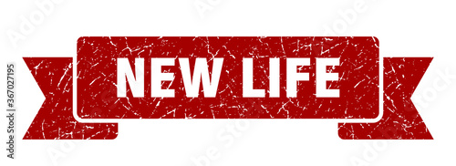 new life grunge vintage retro band. new life ribbon