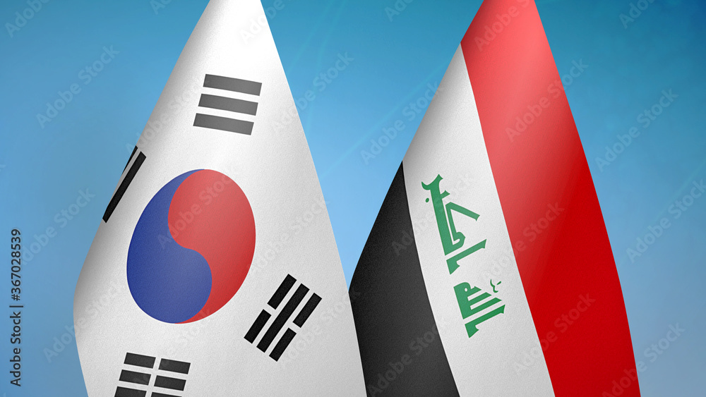 South Korea and Iraq two flags South Korea and Iraq two flags