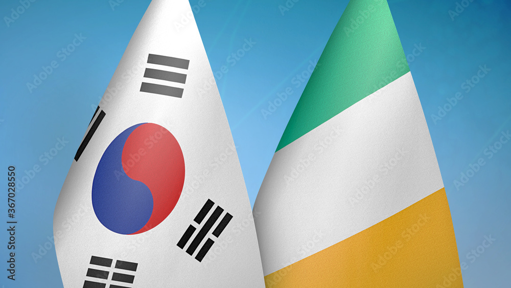 South Korea and Ireland two flags South Korea and Ireland two flags