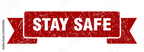 stay safe grunge vintage retro band. stay safe ribbon