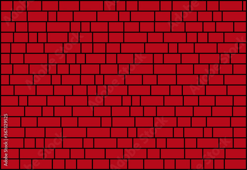 random sized nested red rectangles with black borders, brick wall-like vector background