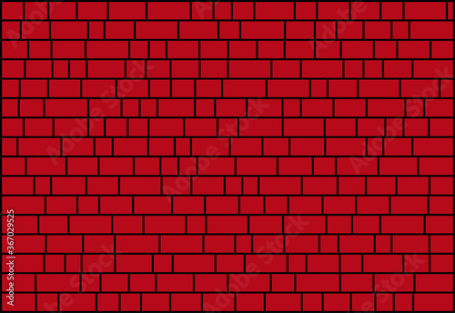 random sized nested red rectangles with black borders, brick wall-like  vector background
